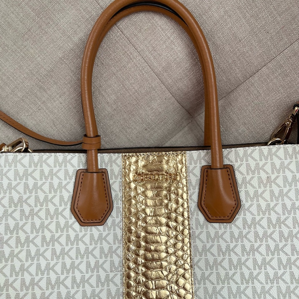 Michael Kors Beige and Gold Satchel - Picture 2 of 8